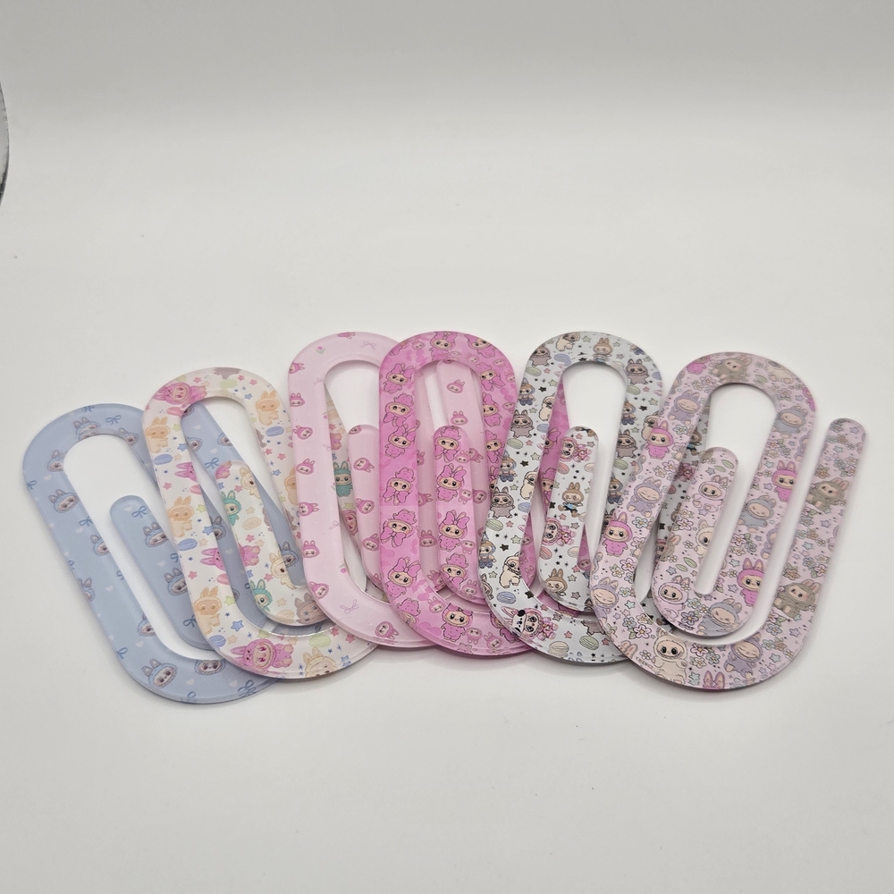 Labubu Fun & Colorful Jumbo Acrylic Paper Clip Bookmarks Mix & Match
